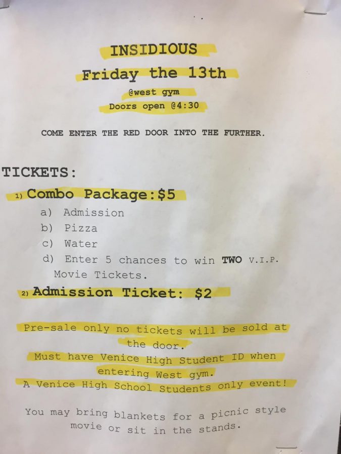 Flyer about the movie night ASB is holding.