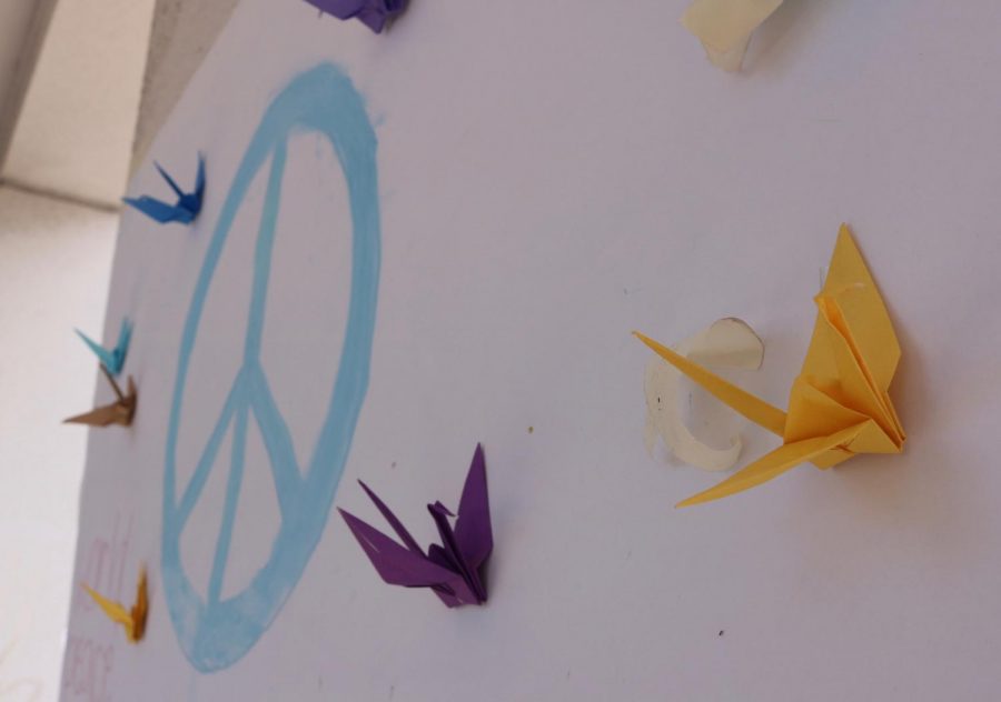 Paper cranes represent peace.