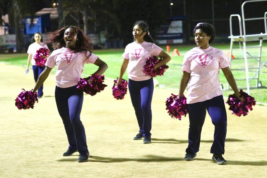 Students show their support at the Pink Out game by wearing pink clothes.