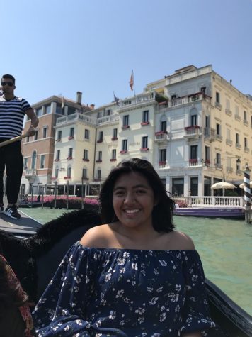Student Elisa Martinez rode in a gondola through the canals of Venice.