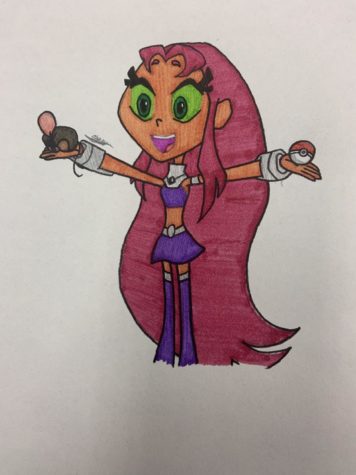 An illustration of Starfire from Teen Titans Go! done by sophomore Nancy Gaytan